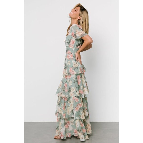 Baltic Born Montaigne Ruffle Maxi Dress in Sage Floral Size L NWOT - Picture 3 of 9